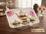 Shope Elegant Tea Set Motif Rectangular Tray