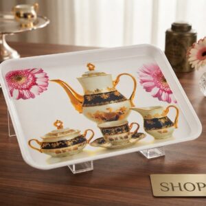 Shope Elegant Tea Set Motif Rectangular Tray